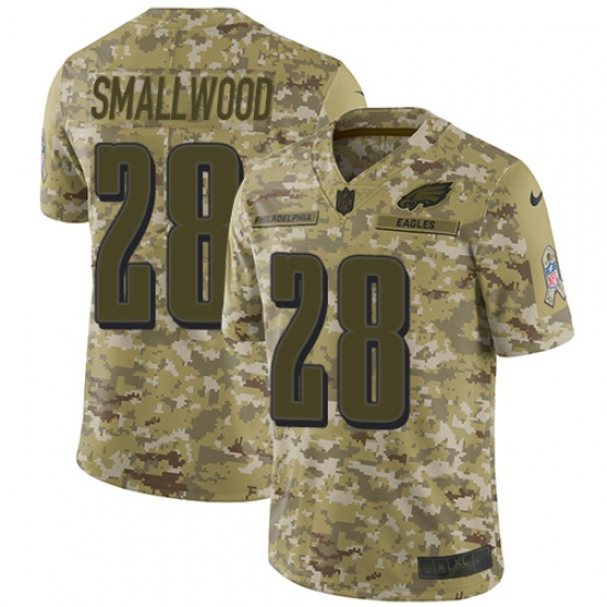 Youth Nike Philadelphia Eagles 28 Wendell Smallwood Limited Camo 2018 Salute to Service NFL Jersey