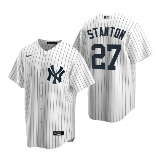 Men's Nike New York Yankees 27 Giancarlo Stanton White Home Stitched Baseball Jersey