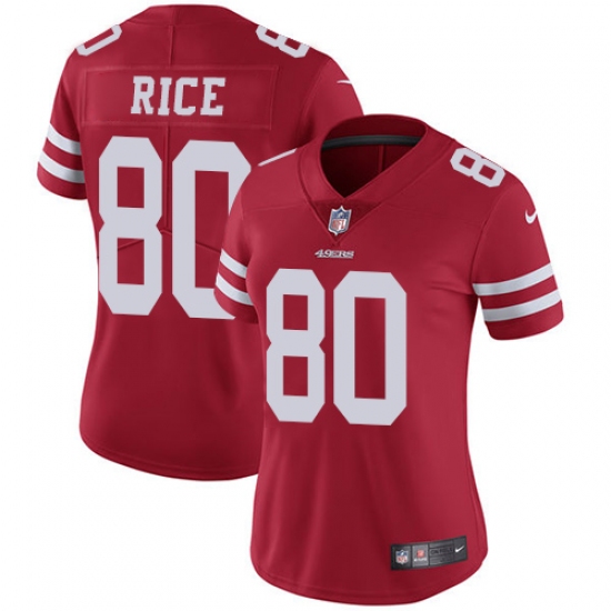 Women's Nike San Francisco 49ers 80 Jerry Rice Elite Red Team Color NFL Jersey