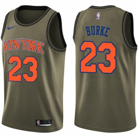 Youth Nike New York Knicks 23 Trey Burke Swingman Green Salute to Service NBA Jersey