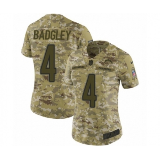 Women's Nike Los Angeles Chargers 4 Michael Badgley Limited Camo 2018 Salute to Service NFL Jersey