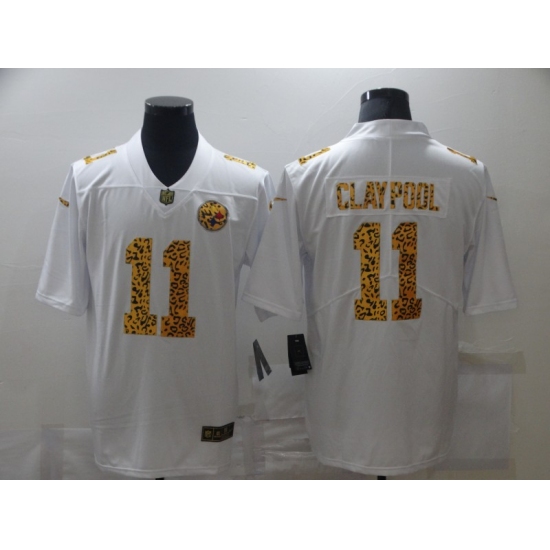 Men's Pittsburgh Steelers 11 Chase Claypool White Nike Leopard Print Limited Jersey