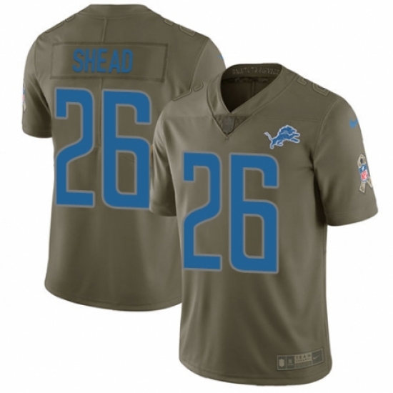 Men's Nike Detroit Lions 26 DeShawn Shead Limited Olive 2017 Salute to Service NFL Jersey