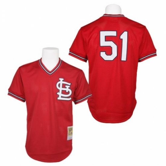 Men's Mitchell and Ness 1985 St. Louis Cardinals 51 Willie McGee Replica Red Throwback MLB Jersey