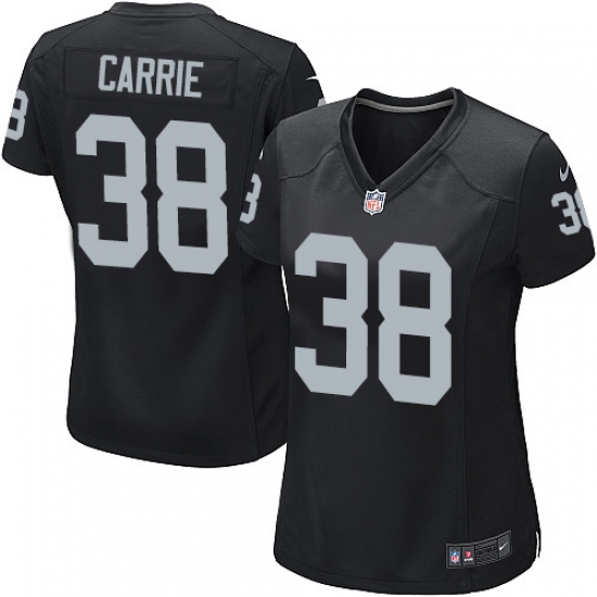 Women's Nike Oakland Raiders 38 T.J. Carrie Game Black Team Color NFL Jersey