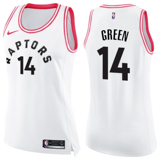 Women's Nike Toronto Raptors 14 Danny Green Swingman White Pink Fashion NBA Jersey