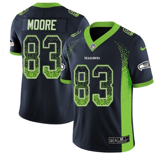 Men's Nike Seattle Seahawks 83 David Moore Limited Navy Blue Rush Drift Fashion NFL Jersey