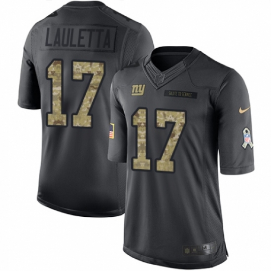 Men's Nike New York Giants 17 Kyle Lauletta Limited Black 2016 Salute to Service NFL Jersey