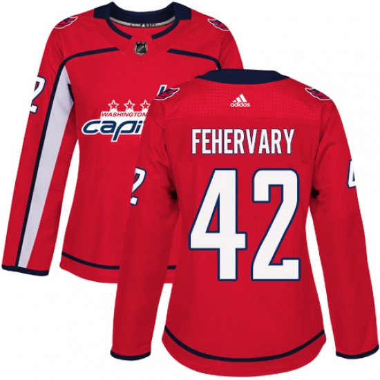 Women's Adidas Washington Capitals 42 Martin Fehervary Authentic Red Home NHL Jersey