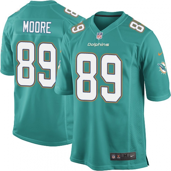Men's Nike Miami Dolphins 89 Nat Moore Game Aqua Green Team Color NFL Jersey