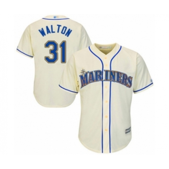 Youth Seattle Mariners 31 Donnie Walton Authentic Cream Alternate Cool Base Baseball Player Jersey