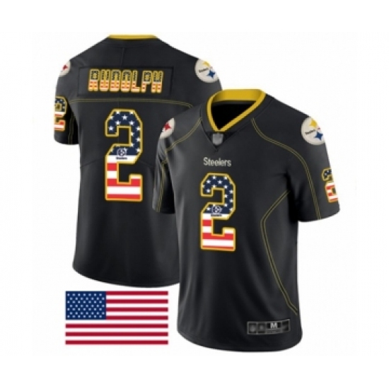 Men's Pittsburgh Steelers 2 Mason Rudolph Limited Black Rush USA Flag Football Jersey
