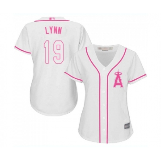 Women's Los Angeles Angels of Anaheim 19 Fred Lynn Replica White Fashion Cool Base Baseball Jersey