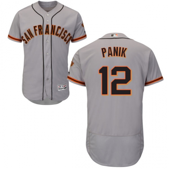 Men's Majestic San Francisco Giants 12 Joe Panik Grey Road Flex Base Authentic Collection MLB Jersey