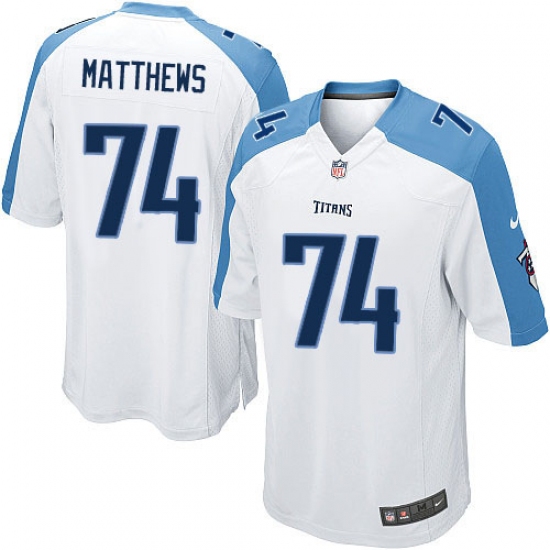 Men's Nike Tennessee Titans 74 Bruce Matthews Game White NFL Jersey
