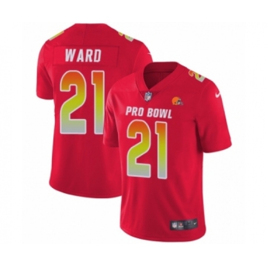 Men's Nike Cleveland Browns 21 Denzel Ward Limited Red AFC 2019 Pro Bowl NFL Jersey