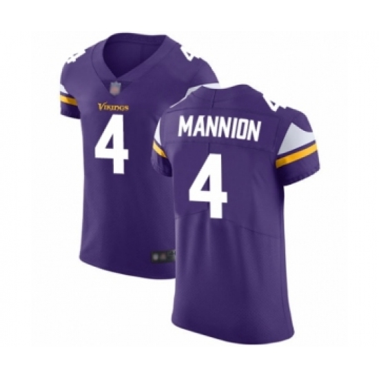 Men's Minnesota Vikings 4 Sean Mannion Purple Team Color Vapor Untouchable Elite Player Football Jersey
