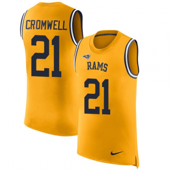 Men's Nike Los Angeles Rams 21 Nolan Cromwell Limited Gold Rush Player Name & Number Tank Top NFL Jersey