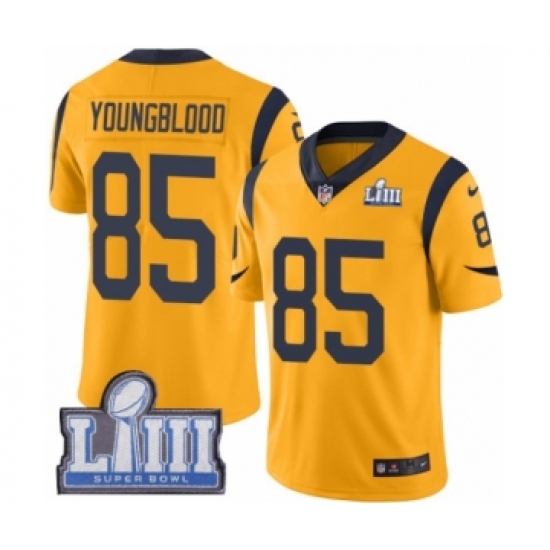 Youth Nike Los Angeles Rams 85 Jack Youngblood Limited Gold Rush Vapor Untouchable Super Bowl LIII Bound NFL Jersey