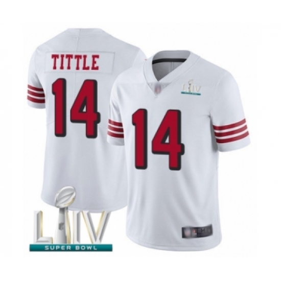 Men's San Francisco 49ers 14 Y.A. Tittle Limited White Rush Vapor Untouchable Super Bowl LIV Bound Football Jersey