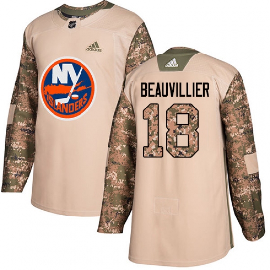 Youth Adidas New York Islanders 18 Anthony Beauvillier Authentic Camo Veterans Day Practice NHL Jersey