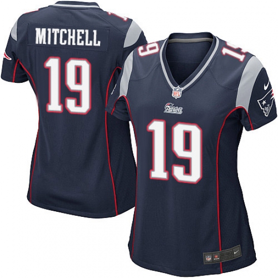 Women's Nike New England Patriots 19 Malcolm Mitchell Game Navy Blue Team Color NFL Jersey