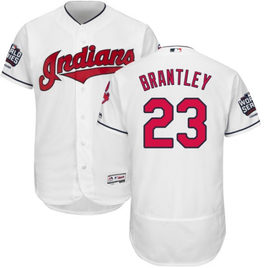 Men's Majestic Cleveland Indians 23 Michael Brantley White 2016 World Series Bound Flexbase Authentic Collection MLB Jersey