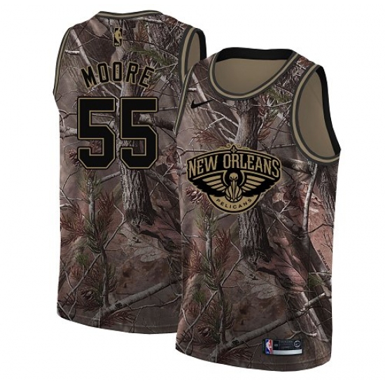 Men's Nike New Orleans Pelicans 55 E'Twaun Moore Swingman Camo Realtree Collection NBA Jersey