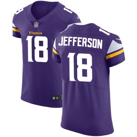 Men's Minnesota Vikings 18 Justin Jefferson Purple Team Color Stitched NFL Vapor Untouchable Elite Jersey