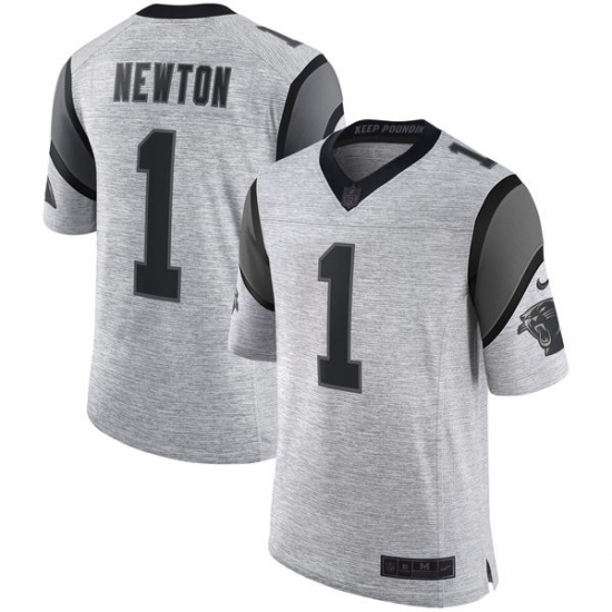 Men's Nike Carolina Panthers 1 Cam Newton Limited Gray Gridiron II NFL Jersey