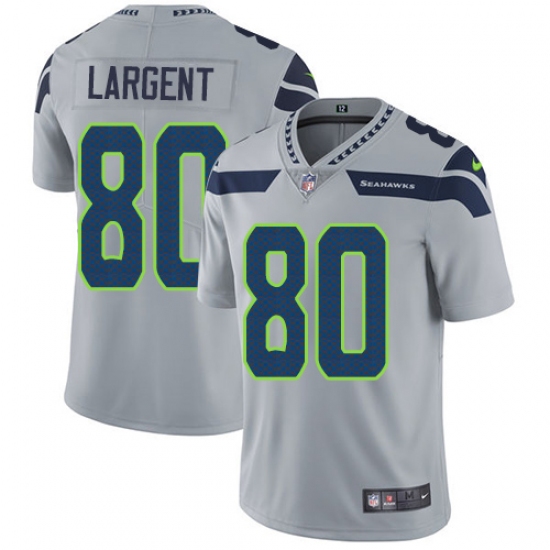 Youth Nike Seattle Seahawks 80 Steve Largent Grey Alternate Vapor Untouchable Limited Player NFL Jersey