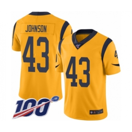 Men's Los Angeles Rams 43 John Johnson Limited Gold Rush Vapor Untouchable 100th Season Football Jersey