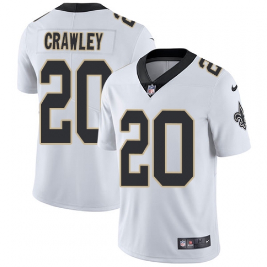 Youth Nike New Orleans Saints 20 Ken Crawley White Vapor Untouchable Limited Player NFL Jersey