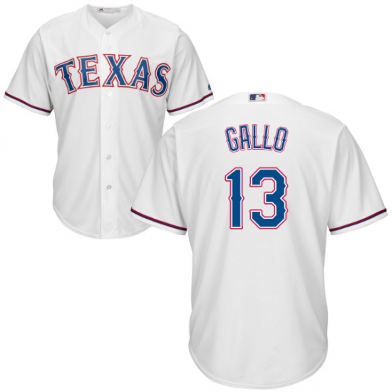 Men's Majestic Texas Rangers 13 Joey Gallo Replica White Home Cool Base MLB Jersey