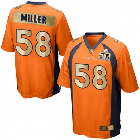 Men's Nike Denver Broncos 58 Von Miller Game Orange Super Bowl 50 Collection NFL Jersey