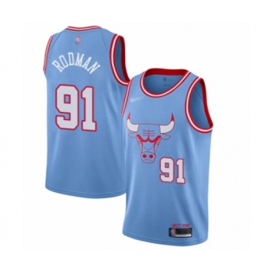 Youth Chicago Bulls 91 Dennis Rodman Swingman Blue Basketball Jersey - 2019 20 City Edition