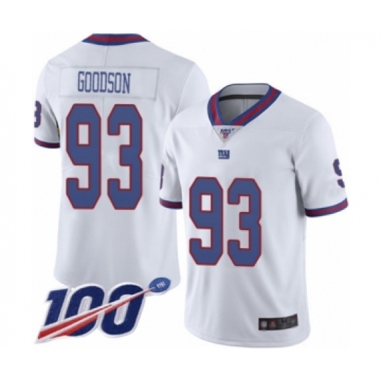 Men's New York Giants 93 B.J. Goodson Limited White Rush Vapor Untouchable 100th Season Football Jersey