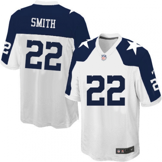 Men's Nike Dallas Cowboys 22 Emmitt Smith Game White Throwback Alternate NFL Jersey