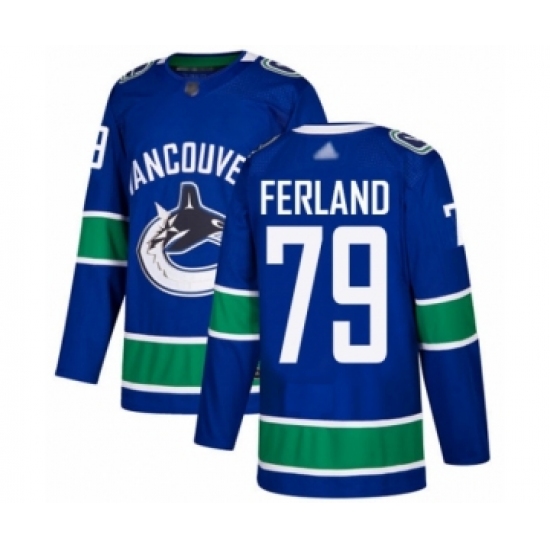 Men's Vancouver Canucks 79 Michael Ferland Authentic Blue Home Hockey Jersey