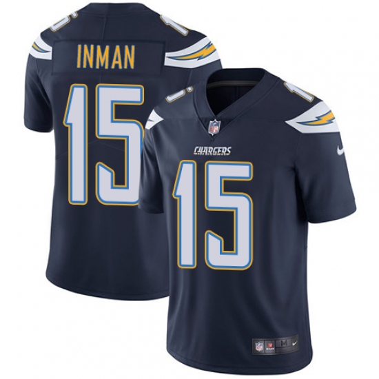 Youth Nike Los Angeles Chargers 15 Dontrelle Inman Navy Blue Team Color Vapor Untouchable Limited Player NFL Jersey