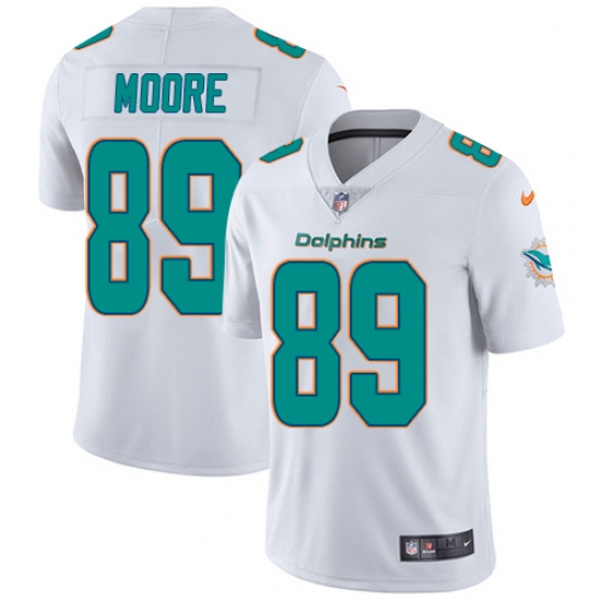 Men's Nike Miami Dolphins 89 Nat Moore White Vapor Untouchable Limited Player NFL Jersey
