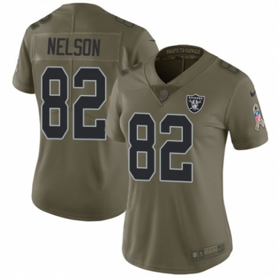 Women's Nike Oakland Raiders 82 Jordy Nelson Limited Olive 2017 Salute to Service NFL Jersey