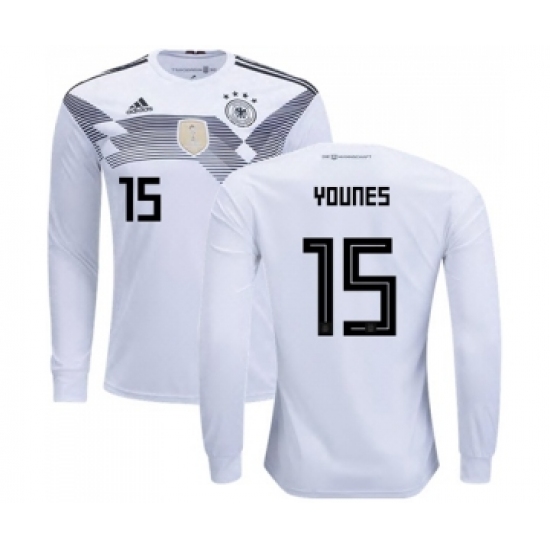 Germany 15 Younes White Home Long Sleeves Soccer Country Jersey