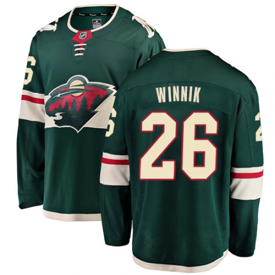 Youth Minnesota Wild 26 Daniel Winnik Authentic Green Home Fanatics Branded Breakaway NHL Jersey