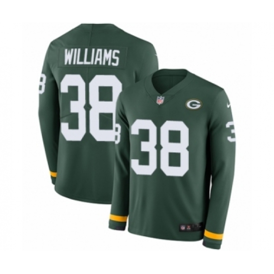 Men's Nike Green Bay Packers 38 Tramon Williams Limited Green Therma Long Sleeve NFL Jersey