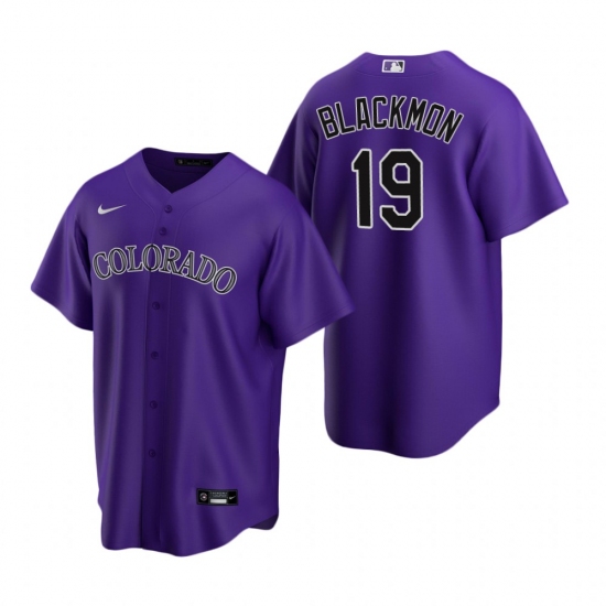 Men's Nike Colorado Rockies 19 Charlie Blackmon Purple Alternate Stitched Baseball Jersey