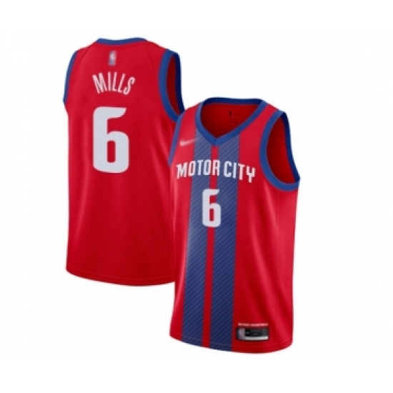 Men's Detroit Pistons 6 Terry Mills Swingman Red Basketball Jersey - 2019 20 City Edition