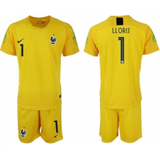 France 1 LLORIS Yellow Goalkeeper Soccer Country Jersey