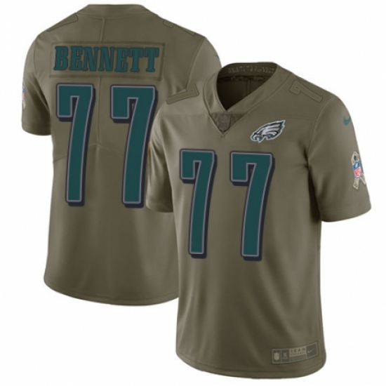 Youth Nike Philadelphia Eagles 77 Michael Bennett Limited Olive 2017 Salute to Service NFL Jersey