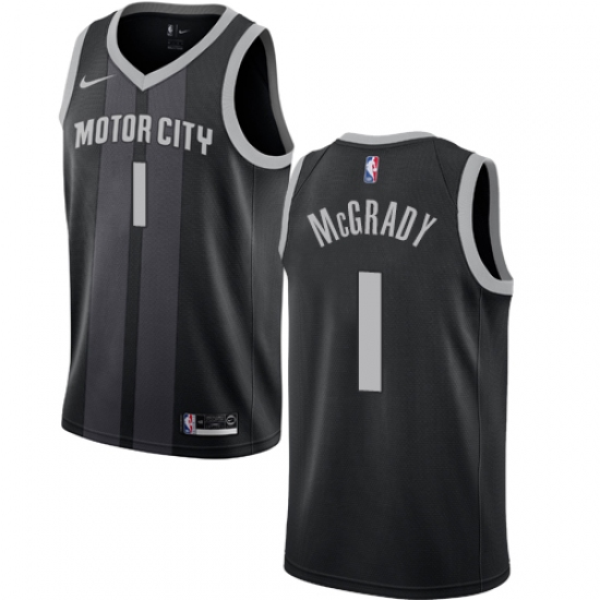 Men's Nike Detroit Pistons 1 Tracy McGrady Swingman Black NBA Jersey - City Edition